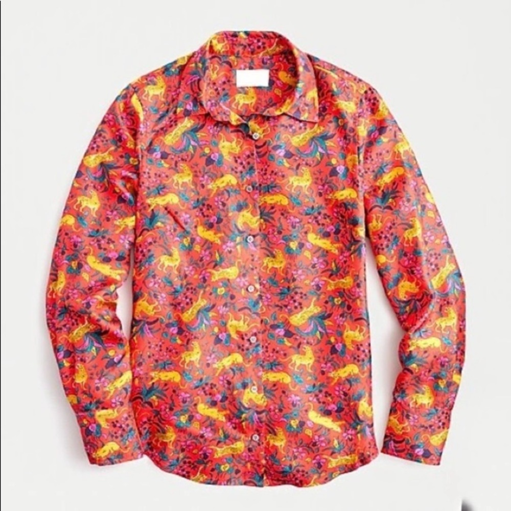 Jcrew Collection red leopard 🐆 silk blouse
